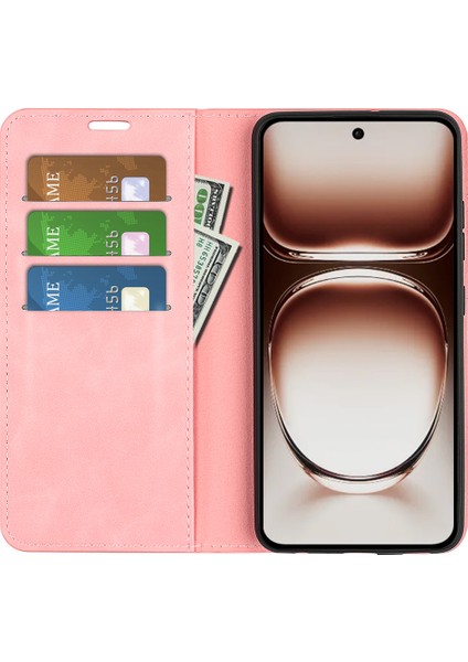 Oppo RENO12 5g(Global)Cüzdan Telefon Kılıfı Cilt Dokunuşlu Deri Kapaklı Kapak-Pembe (Yurt Dışından) modelleri