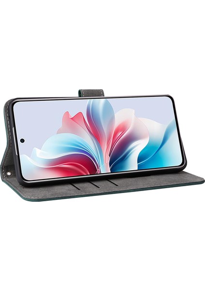 Oppo RENO11 F 5G/F25 Pro 5g Cüzdan Kılıfı Rfıd Engelleme Telefon Kılıfı Bilek Kayışı Ile-Yeşil (Yurt Dışından) modelleri