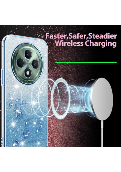 Kadem Oppo RENO12 F 5g Kılıf Çiçek Tpu Esnek Degrade Telefon Kılıfı-Mavi (Yurt Dışından) modelleri