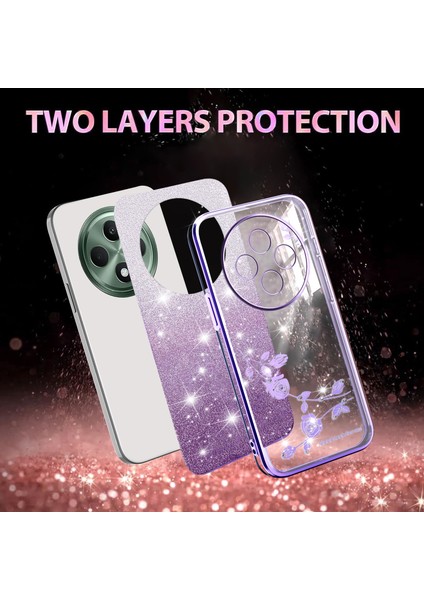 Kadem Oppo RENO12 F 5g Kılıf Çiçek Tpu Esnek Degrade Telefon Kılıfı-Mor (Yurt Dışından) fiyatları