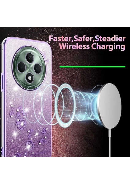 Kadem Oppo RENO12 F 5g Kılıf Çiçek Tpu Esnek Degrade Telefon Kılıfı-Mor (Yurt Dışından) modelleri