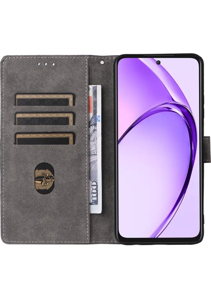 Oppo A80 5g/a3 Pro (KÜRESEL)5G/K12X 5g (HINDISTAN)/A3X 5g (Çin)Deri Kılıf Rfıd Engelleme Cüzdan Telefon Kılıfı Kayışlı-Mor (Yurt Dışından) modelleri