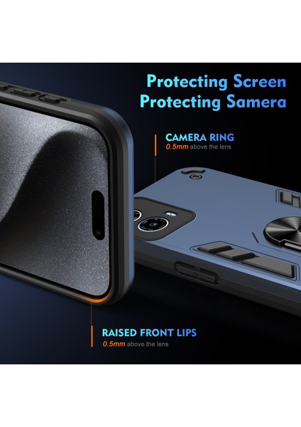 Motorola Moto G45 5G/G34 5g Kılıf Kickstand Hibrit Pc+Tpu Telefon Kılıfı Araç Montaj Metal Levha-Mavi (Yurt Dışından) modelleri