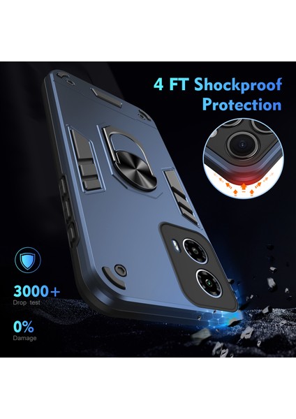 Motorola Moto G45 5G/G34 5g Kılıf Kickstand Hibrit Pc+Tpu Telefon Kılıfı Araç Montaj Metal Levha-Mavi (Yurt Dışından) fırsatları