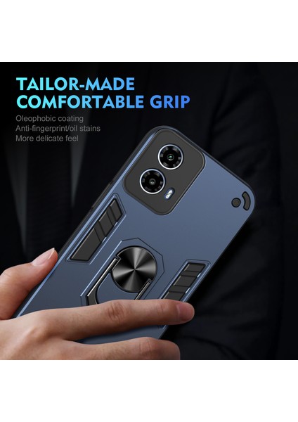 Motorola Moto G45 5G/G34 5g Kılıf Kickstand Hibrit Pc+Tpu Telefon Kılıfı Araç Montaj Metal Levha-Mavi (Yurt Dışından) indirimleri