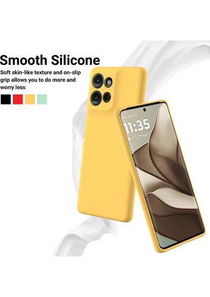 Motorola Moto G Play (2025) 4g Sıvı Silikon Kılıf Telefon Arka Kapağı El Kayışı Ile-Sarı (Yurt Dışından) modelleri