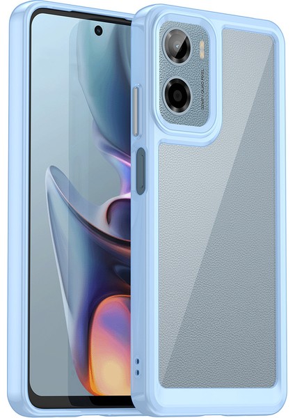 Motorola Moto E15 4G/G05 4g Kılıf Tpu+Akrilik Koruyucu Şeffaf Telefon Kılıfı-Mavi (Yurt Dışından)