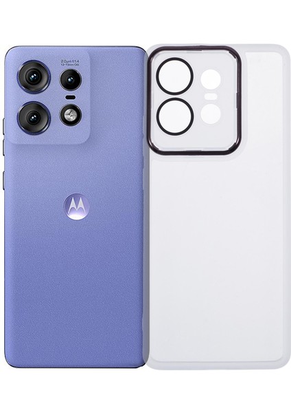 Dksm Serisi Motorola Edge 50 Pro 5g Kılıf Elektrolizle Kaplanmış Kamera Çerçevesi Tpu Telefon Kılıfı-Şeffaf Beyaz (Yurt Dışından)