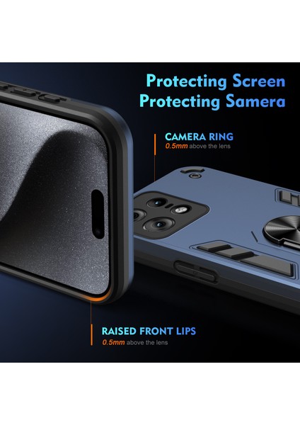 Motorola Edge 50 Pro 5g Kılıf Pc+Tpu Drop Defend Telefon Kılıfı Halkalı Ayaklı-Mavi (Yurt Dışından) modelleri