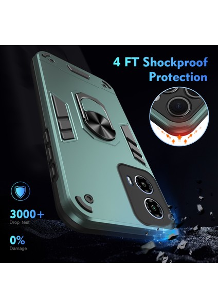 Motorola Moto G45 5G/G34 5g Kılıf Kickstand Hibrit Pc+Tpu Telefon Kılıfı Araç Montaj Metal Sac-Yeşil (Yurt Dışından) fırsatları