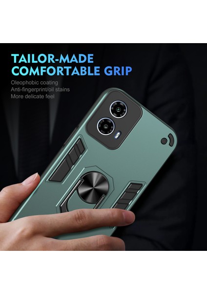 Motorola Moto G45 5G/G34 5g Kılıf Kickstand Hibrit Pc+Tpu Telefon Kılıfı Araç Montaj Metal Sac-Yeşil (Yurt Dışından) indirimleri