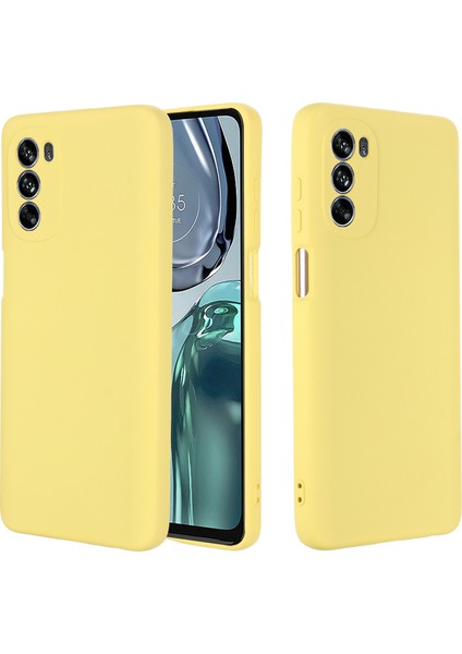 Motorola Moto G62 5g Sıvı Silikon Darbeye Dayanıklı Koruyucu Telefon Kılıfı Yumuşak Elyaf Astarlı Çizilmez Kılıf Kayışlı-Sarı (Yurt Dışından) fiyatları