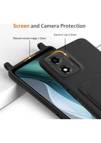 Motorola Moto G24 4G/G04S 4G/G04 4G/E14 4g Sıvı Silikon Kart Tutucu Arka Kapak ve Kordon-Siyah Telefon Kılıfı (Yurt Dışından) indirimleri
