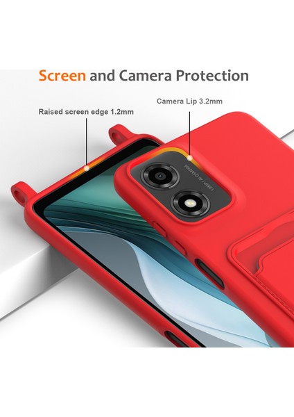 Motorola Moto G24 4G/G04S 4G/G04 4G/E14 4g Sıvı Silikon Kart Tutucu Arka Kapak ve Kordon-Kırmızı Telefon Kılıfı (Yurt Dışından) indirimleri