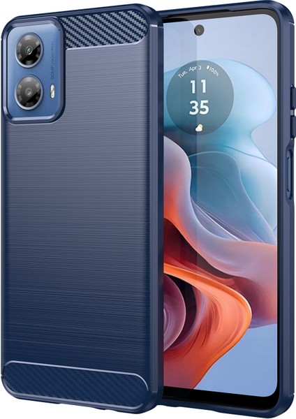 Motorola Moto G45 5G/G34 5g Fırçalanmış Tpu Kılıf Karbon Fiber Doku Telefon Kılıfı-Mavi (Yurt Dışından)