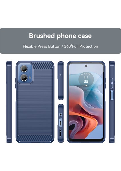 Motorola Moto G45 5G/G34 5g Fırçalanmış Tpu Kılıf Karbon Fiber Doku Telefon Kılıfı-Mavi (Yurt Dışından) modelleri