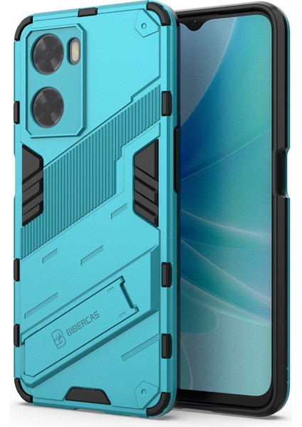 Oppo A57 4G/A57S 4g Combo Pc+Tpu Arka Kılıf Eller Serbest Destekli Şok Emici Kılıf-Bebek Mavisi (Yurt Dışından)