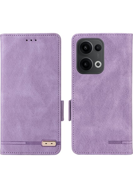 Oppo RENO13 Pro 5g Kılıf Deri Cüzdan Kapaklı Telefon Kılıfı Donanım Dekorlu-Mor (Yurt Dışından)