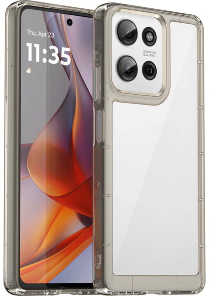 Motorola Moto G75 5g Kılıf Tpu+Akrilik Koruyucu Şeffaf Telefon Kılıfı-Şeffaf Gri (Yurt Dışından)