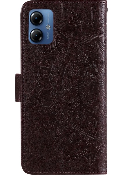 Motorola Moto G14 4g Mandala Çiçek Baskılı Deri Cüzdan Telefon Kılıfı Standı Askılı Kılıf-Kahverengi (Yurt Dışından) indirimleri