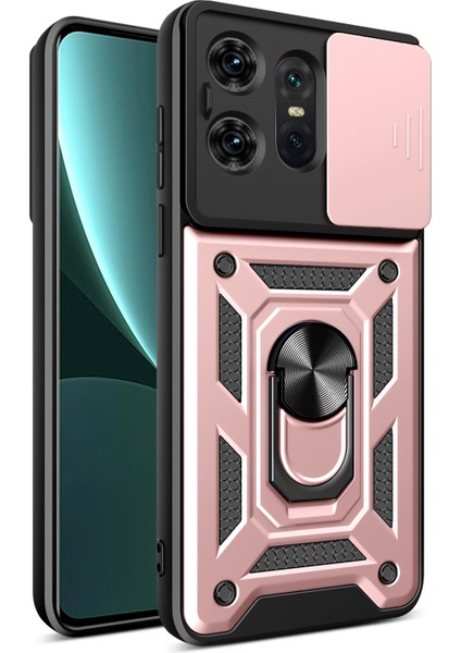 Motorola Edge 50 Pro 5g Kılıf Pc+Tpu Arka Kapak Lens Koruyucu+Ayak Desteği-Gül Altını (Yurt Dışından)