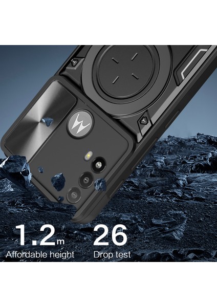 Motorola Moto E20/E30/E40 Için Çizilmez Kapak Sürgülü Kamera Kapağı Pc+Tpu Telefon Kılıfı Halkalı Ayaklık-Pembe (Yurt Dışından) fırsatları