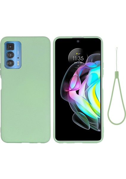 Motorola Edge 20 Pro Sıvı Silikon Kalınlaştırma Tasarım Telefon Kılıfı Yumuşak Mikrofiber Astar Yastık Çizilmez Koruyucu Kılıf-Yeşil (Yurt Dışından)