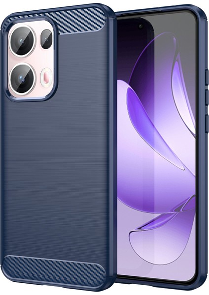 Oppo RENO13 Pro 5g Kılıf Koruyucu Telefon Kapağı Karbon Fiber Doku Fırçalanmış-Mavi (Yurt Dışından)