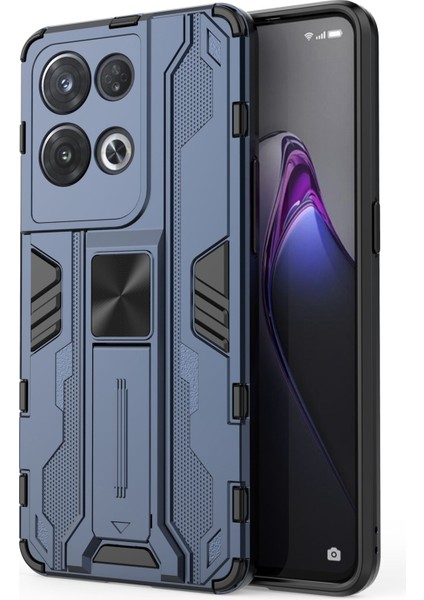 Oppo Reno8 Pro 5g (Küresel Sürüm)/reno8 Pro+ (Çin)5g Her Şey Dahil Koruma Sert Pc Yumuşak Tpu Sağlam Hibrit Kılıf Ağır Hizmet Tipi Kabuk Destekli-Mavi (Yurt Dışından)