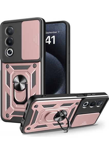 Oppo A3 Pro (Hindistan) 5G/A80 5g Kılıf Kayar Kamera Kapağı Pc + Tpu Destekli Telefon Kılıfı-Gül Altını (Yurt Dışından)