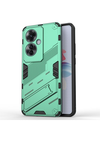 Oppo RENO11 F 5g Kickstand Kılıf Pc+Tpu Darbeye Dayanıklı Hibrit Telefon Kılıfı-Yeşil (Yurt Dışından)