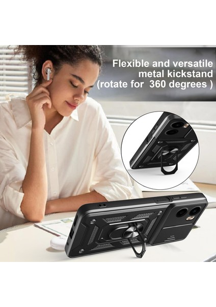 Motorola Moto G05 4g Kılıf Sürgülü Kamera Kapağı Pc + Tpu Ayaklı Telefon Kılıfı-Gümüş (Yurt Dışından) fiyatları