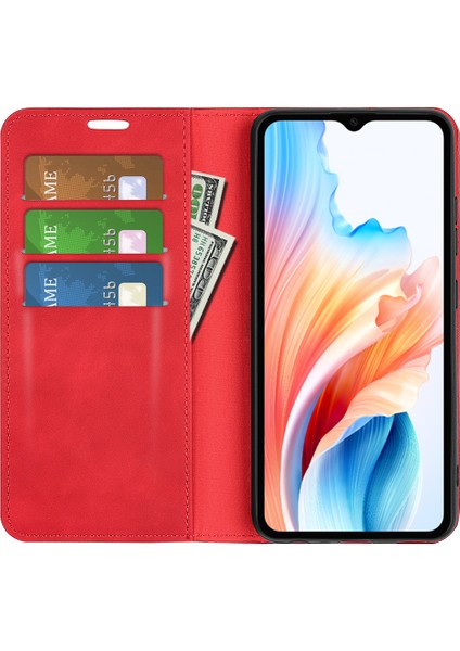Oppo A38 4g Telefon Kılıfı Pu Deri Cüzdan Standı Düşmeye Karşı Cilt Dokunma Hissi Kapak-Kırmızı (Yurt Dışından) fiyatları