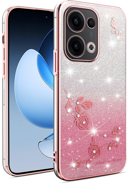 Kadem Oppo RENO13 5g (Küresel) Kılıf Çiçek Tpu Esnek Degrade Telefon Kılıfı-Gül Altını (Yurt Dışından)