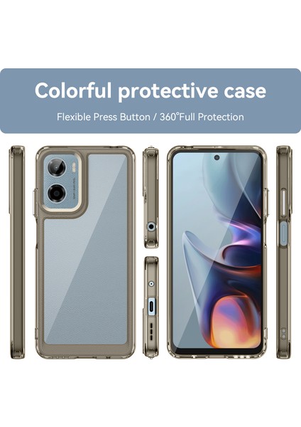 Motorola Moto E15 4G/G05 4g Kılıf Tpu+Akrilik Koruyucu Şeffaf Telefon Kılıfı-Şeffaf Gri (Yurt Dışından) modelleri