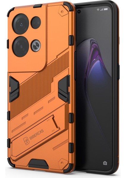 Oppo Reno8 Pro+(China)5g/reno8 Pro 5g(Global)Yumuşak Tpu Sert Pc Kılıfı Kickstand Arka Kapak-Turuncu (Yurt Dışından)