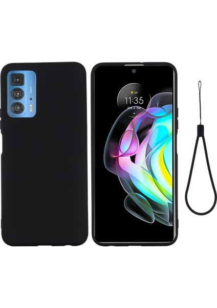 Motorola Edge 20 Pro Sıvı Silikon Kalınlaştırma Tasarım Telefon Kılıfı Yumuşak Mikrofiber Astar Yastık Çizilmez Koruyucu Kılıf-Siyah (Yurt Dışından)