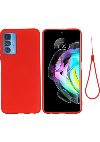Motorola Edge 20 Pro 5g Sıvı Silikon Kalınlaştırma Tasarım Telefon Kılıfı Yumuşak Mikrofiber Astar Yastık Çizilmez Koruyucu Kılıf-Kırmızı (Yurt Dışından)