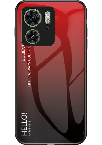 Motorola Edge 40 5g Temperli Cam Kılıf Pc+Tpu Degrade Telefon Kılıfı-Degrade Kırmızı Siyah (Yurt Dışından)