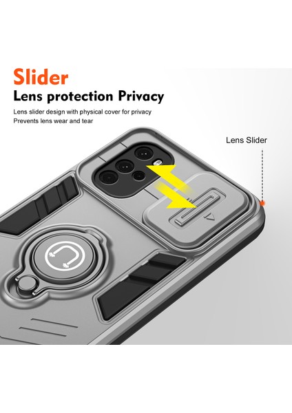 Motorola Moto G22 Kılıfı Sürgülü Kamera Kapağı Pc+Tpu Telefon Arka Kapağı-Gri (Yurt Dışından) modelleri