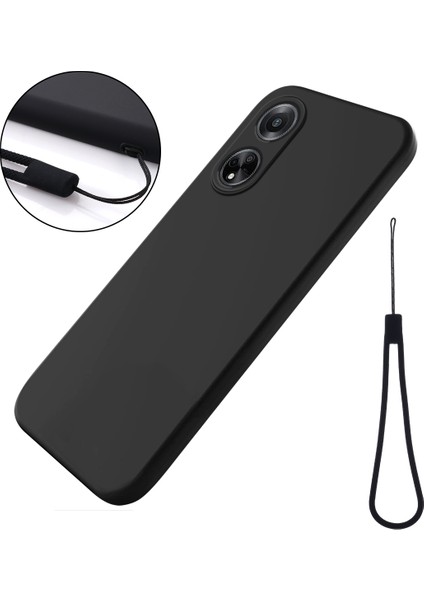 Oppo A98 5g/a1 5G/F23 5g Için Telefon Koruma Kılıfı, Kayışlı Yumuşak Astarlı Sıvı Silikon Telefon Kılıfı-Siyah (Yurt Dışından)