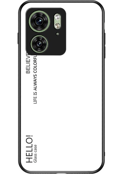 Motorola Edge 40 5g Temperli Cam Kılıf Pc+Tpu Degrade Telefon Kılıfı-Beyaz (Yurt Dışından)