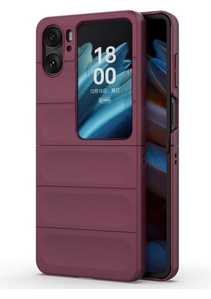 Oppo Find N2 Flip 5g Telefon Kılıfı Sert Pc Çizilmez Kapak-Şarap Kırmızısı (Yurt Dışından)