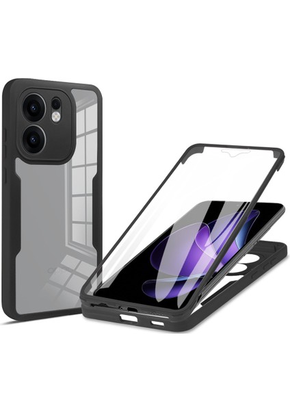 Oppo RENO13 F 5G/RENO13 F 4g Kılıf Akrilik+Tpu Şeffaf Telefon Kılıfı Pet Ekran Filmi-Siyah (Yurt Dışından)