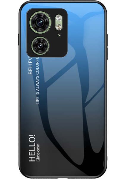 Motorola Edge 40 5g Temperli Cam Kılıf Pc+Tpu Degrade Telefon Kılıfı-Degrade Mavi Siyah (Yurt Dışından)
