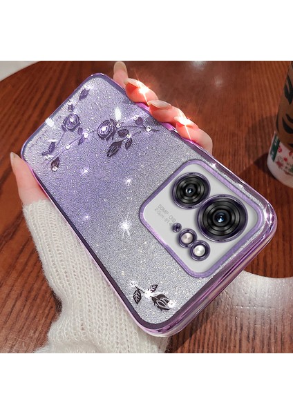 Kadem Motorola Edge 40 5g Kılıf Rhinestone Dekor Parıltılı Tpu Telefon Kılıfı Çiçek Desenli-Mor (Yurt Dışından) fiyatları