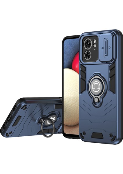Motorola Edge 40 5g Kılıf Pc+Tpu Telefon Kabuğu Kickstand/lens Kapağı-Mavi (Yurt Dışından)