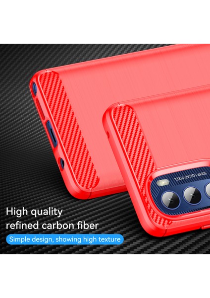 Motorola Moto G Stylus 5g (2022) Fırçalanmış Karbon Fiber Dokulu Telefon Kabuğu Düşme Koruması Cep Telefonu Kılıfı Kapağı-Kırmızı (Yurt Dışından) modelleri