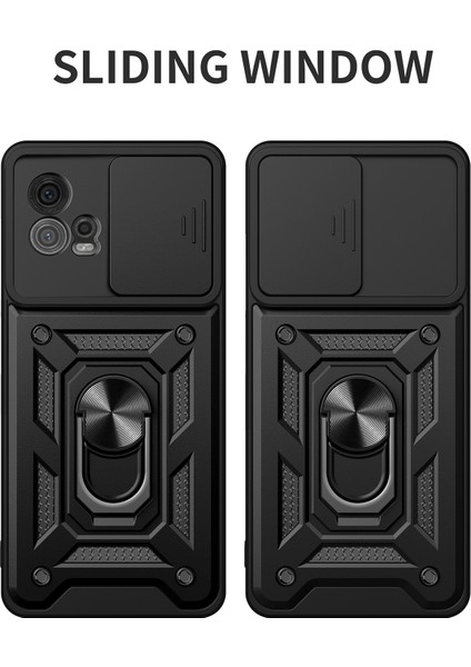 Motorola Moto G72 4g Kickstand Pc+Tpu Telefon Kılıfı Sürgülü Itmeli Çekmeli Kamera Lens Koruma Kapağı-Gümüş (Yurt Dışından) fiyatları