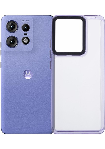 Motorola Edge 50 Pro 5g Şeffaf Telefon Kılıfı Pc+Tpu Hibrit Arka Kapak-Şeffaf Mor (Yurt Dışından)